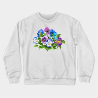 Beautiful Pansy Flowers Violet Viola Tricolor Floral Pattern Crewneck Sweatshirt